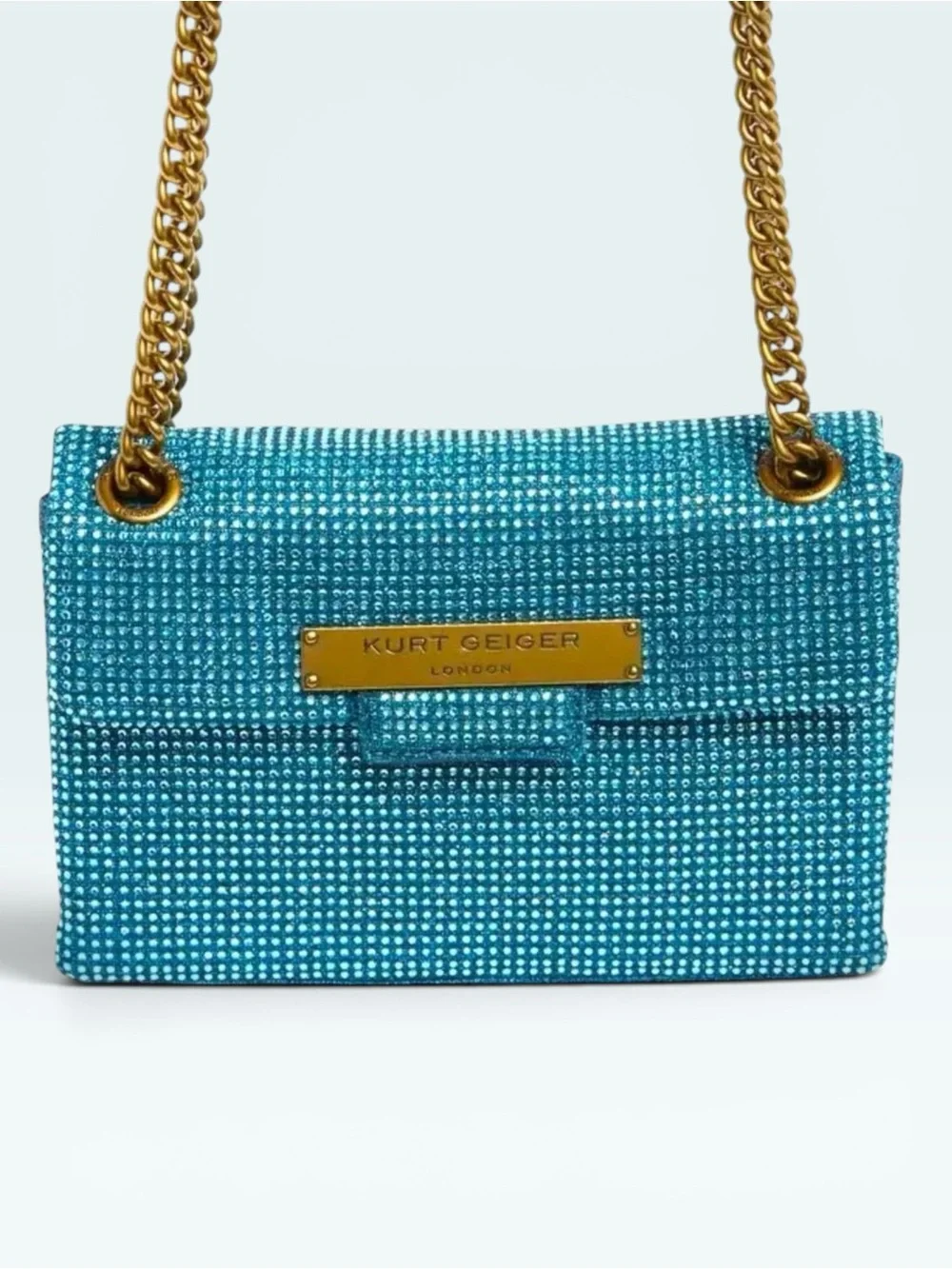 Kurt Geiger NWT Brixton Blue/ Turquoise Crystal-Embellished Shoulder Bag